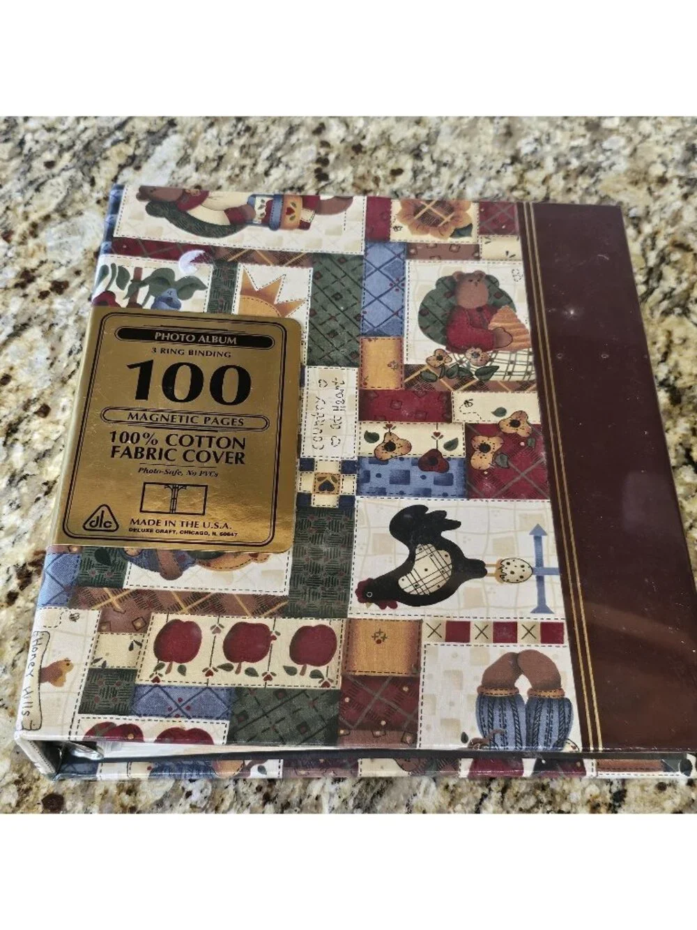 VTG Helmer Craft Photo Album 3-Ring Binder Country Patchwork Quilt Fabric USA